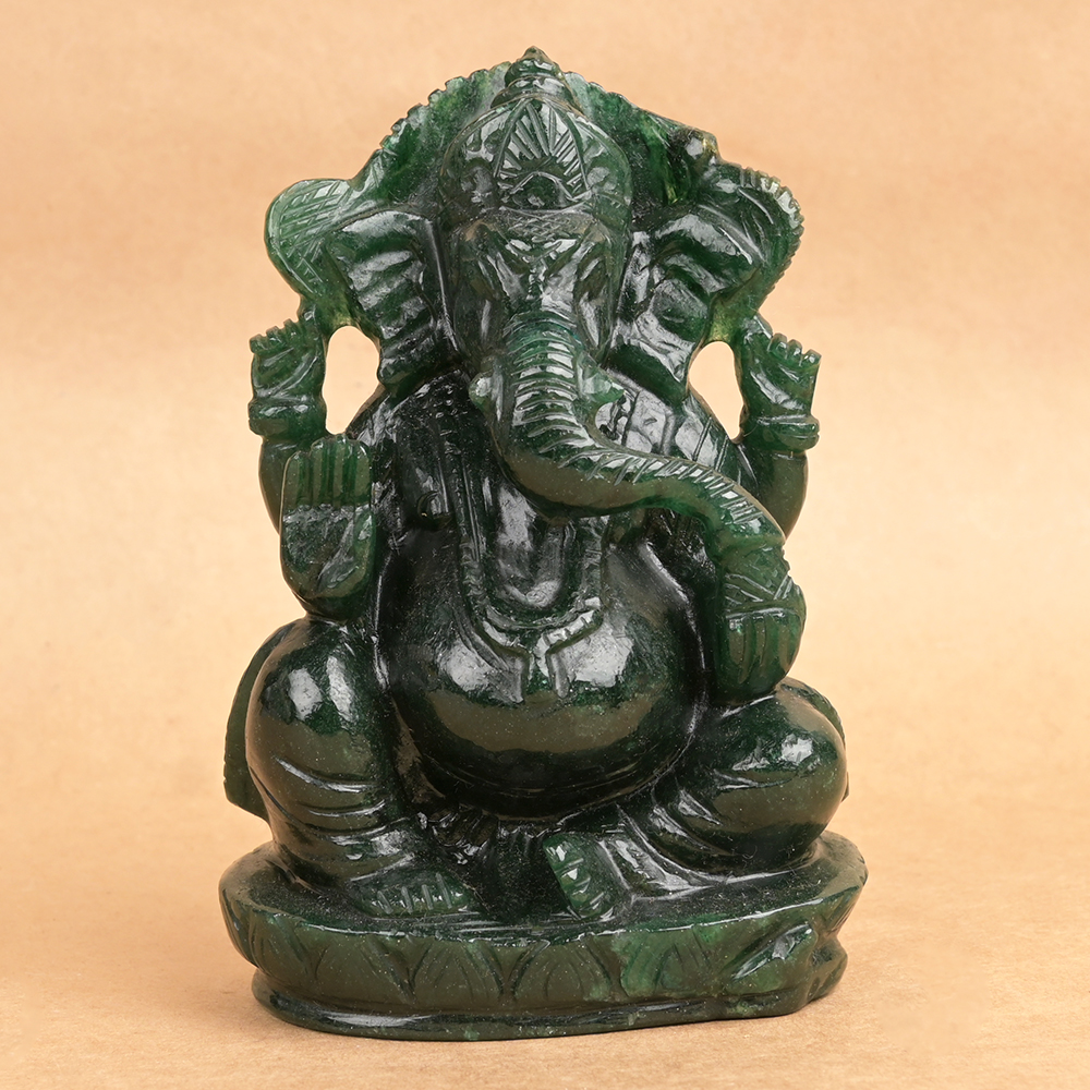 Buy Green Aventurine Ganesha Idol - 638 gms from Rudra Centre (Rudraksha Ratna) at reasonable prices.