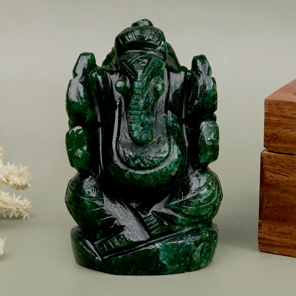 Green Aventurine Ganesha Idol - 192 gms