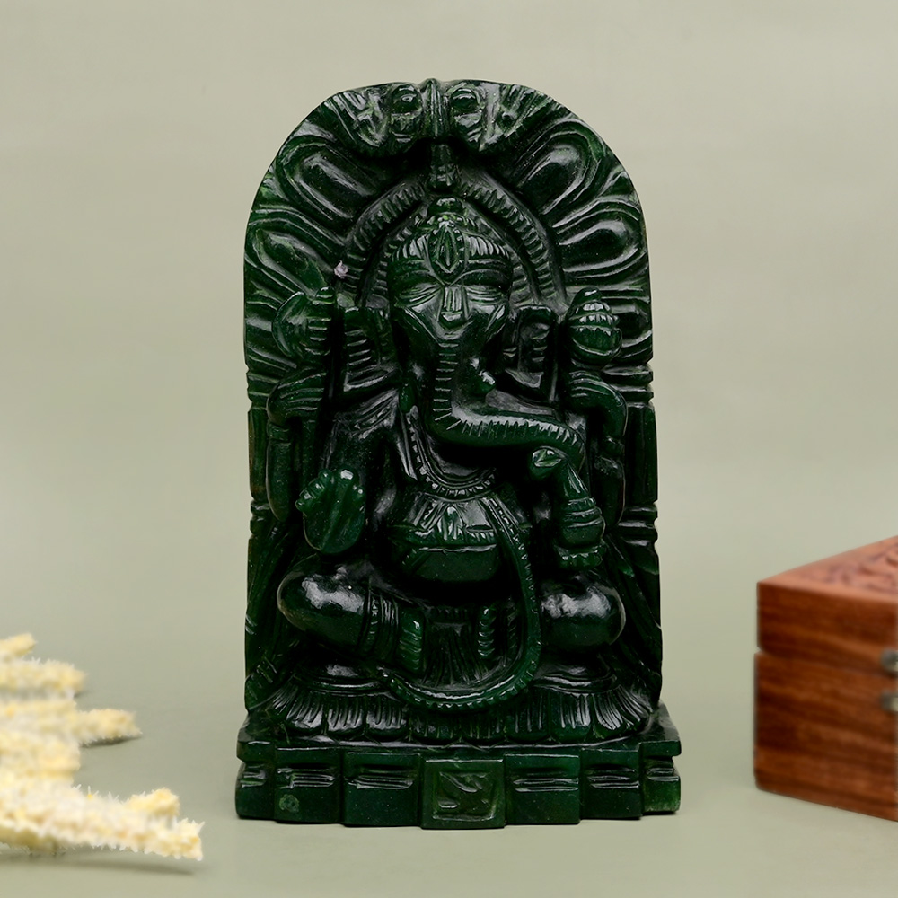 Green Aventurine Ganesha Idol - 1.510 kgs