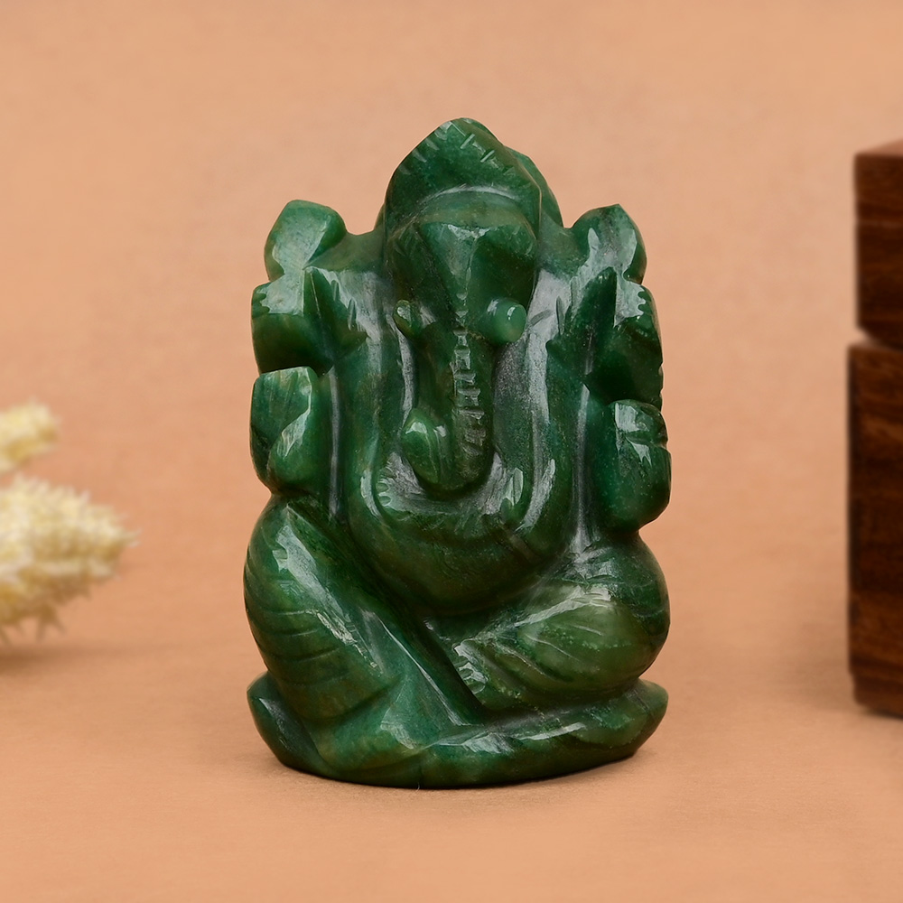 Budd Stone Right Trunk Ganesha Idol - 70 gms