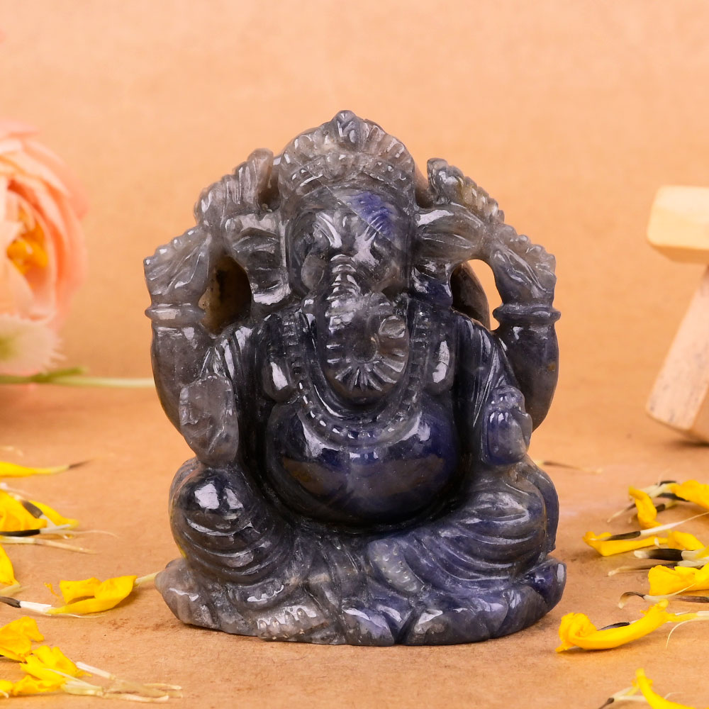 Blue Sapphire Ganesha Idol - 640 Carat