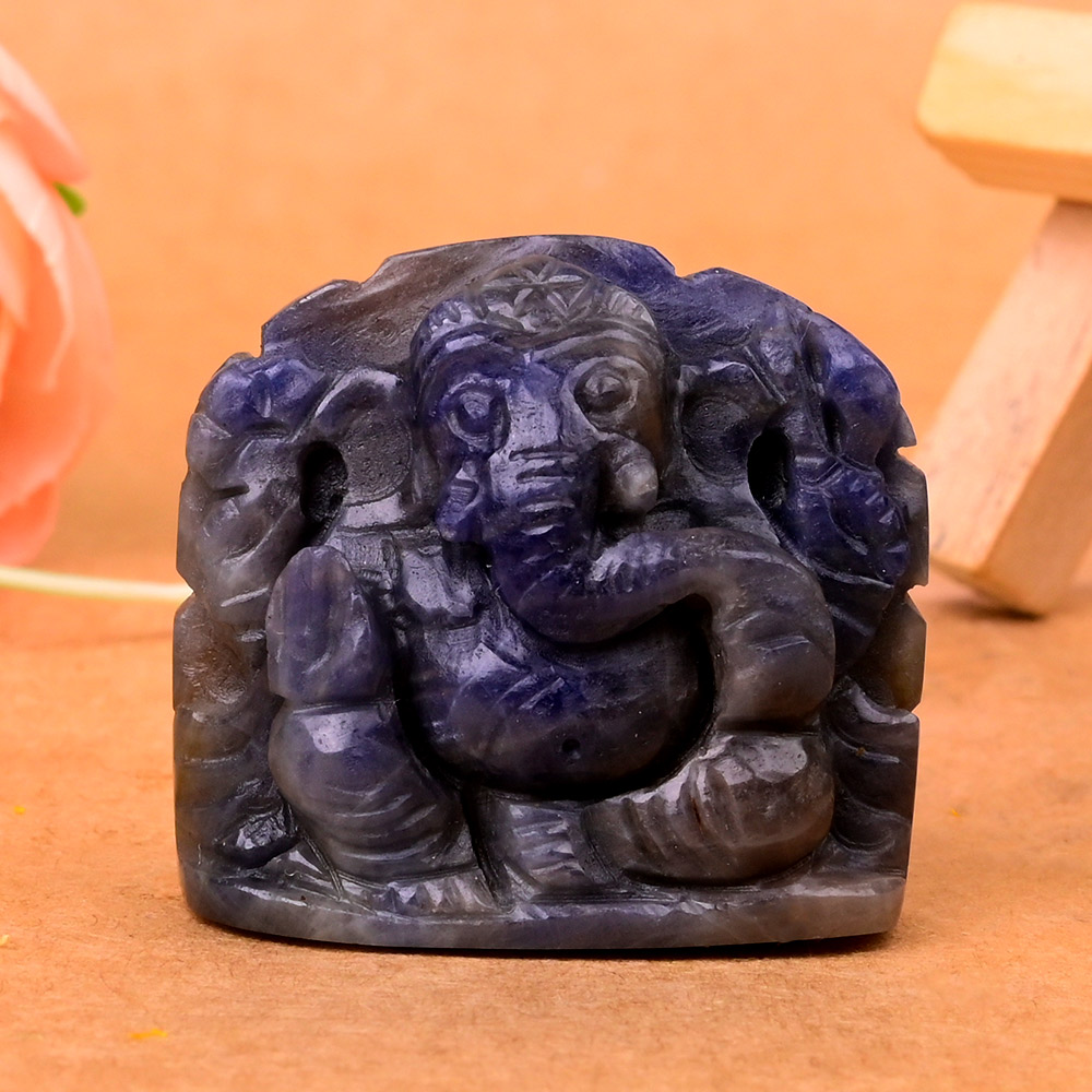 Blue Sapphire Ganesha Idol - 197.55 Carat