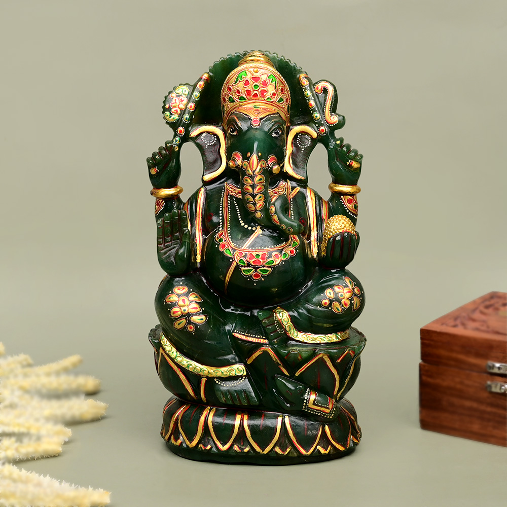 Columbian Green Jade Exotic Ganesh idol - 1.84 kgs