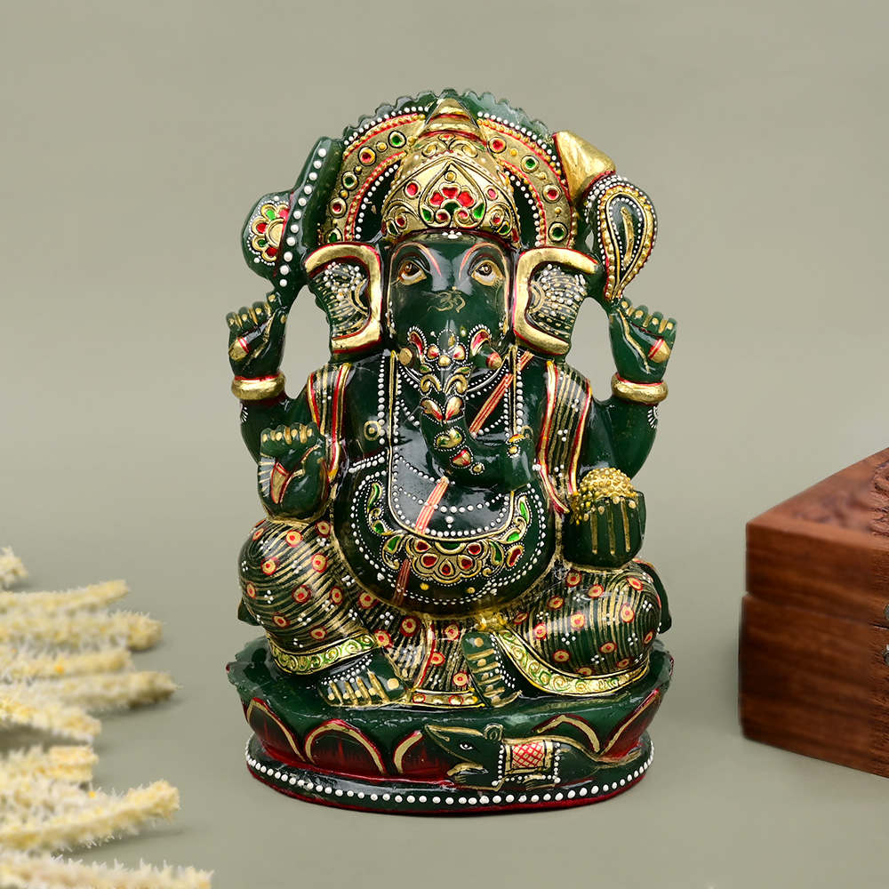 Columbian Green Jade Exotic Ganesh idol - 1.11 kgs