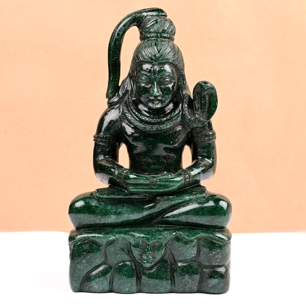 Buy Green Jade Meditating Shiva Statue - 2.3 Kgs from Rudra Centre (Rudraksha Ratna) at reasonable prices.