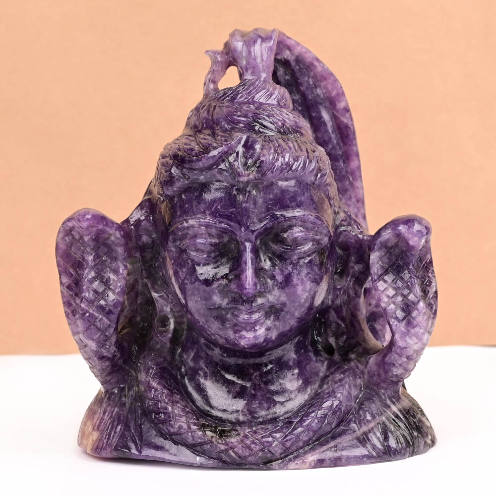 Buy Lepidolite Shiva Face Statue - 1.01 Kgs from Rudra Centre (Rudraksha Ratna) at reasonable prices.