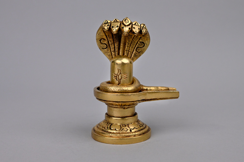 Shivaling With Vasuki Naag Brass Idol