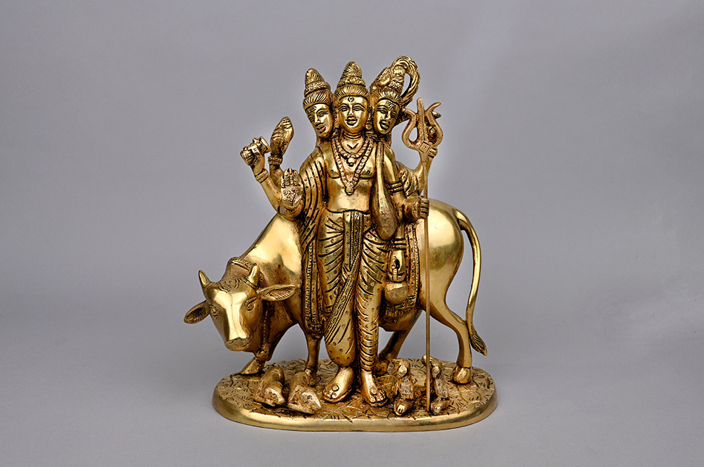 Dattatreya With Cow & 4 Dogs Brass Idol