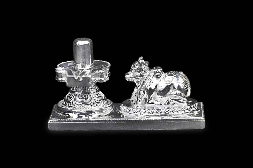 925 Silver Shivling with Nandi Set