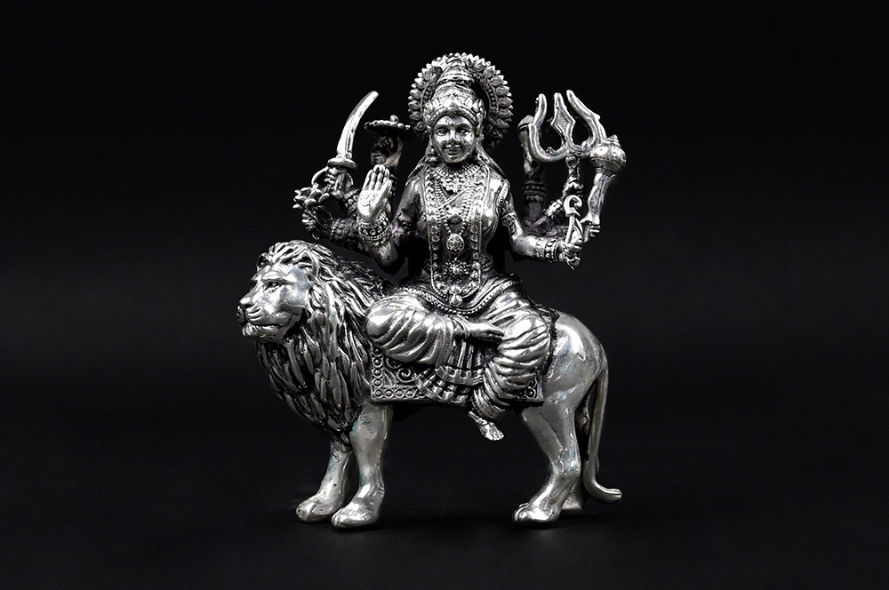Sherawali Durga Mata Idol (925 Sterling Silver)