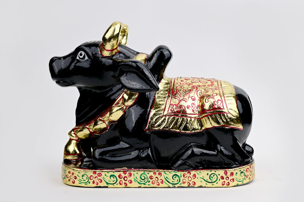 Nandi Shiva Vahan Black Marble Idol (Painted)