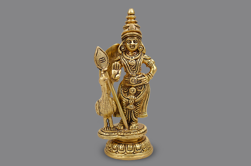 Saraswati Devi on Peacock with Veena Superfine Brass Idol (10.5 inches)