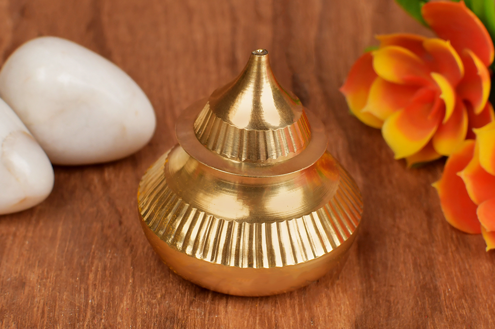 Brass Modak Design Haldi Kumkum Container (Dibbi)