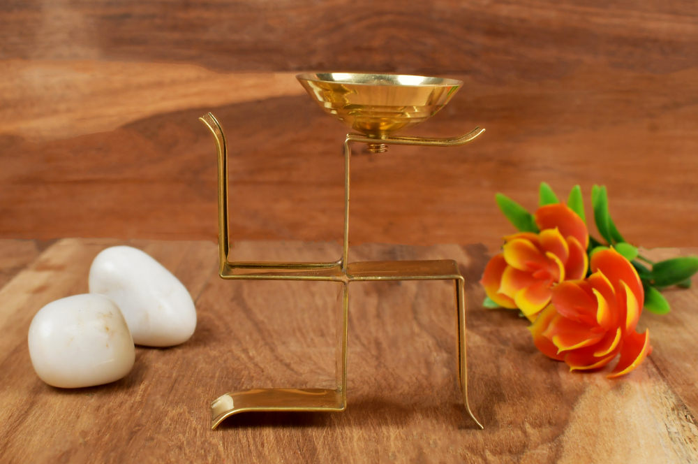 Swastik Design Brass Diya