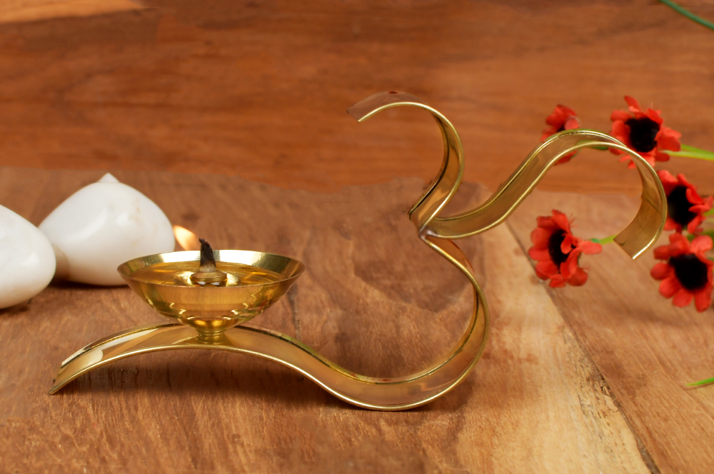 OM Design Brass Aarti Diya