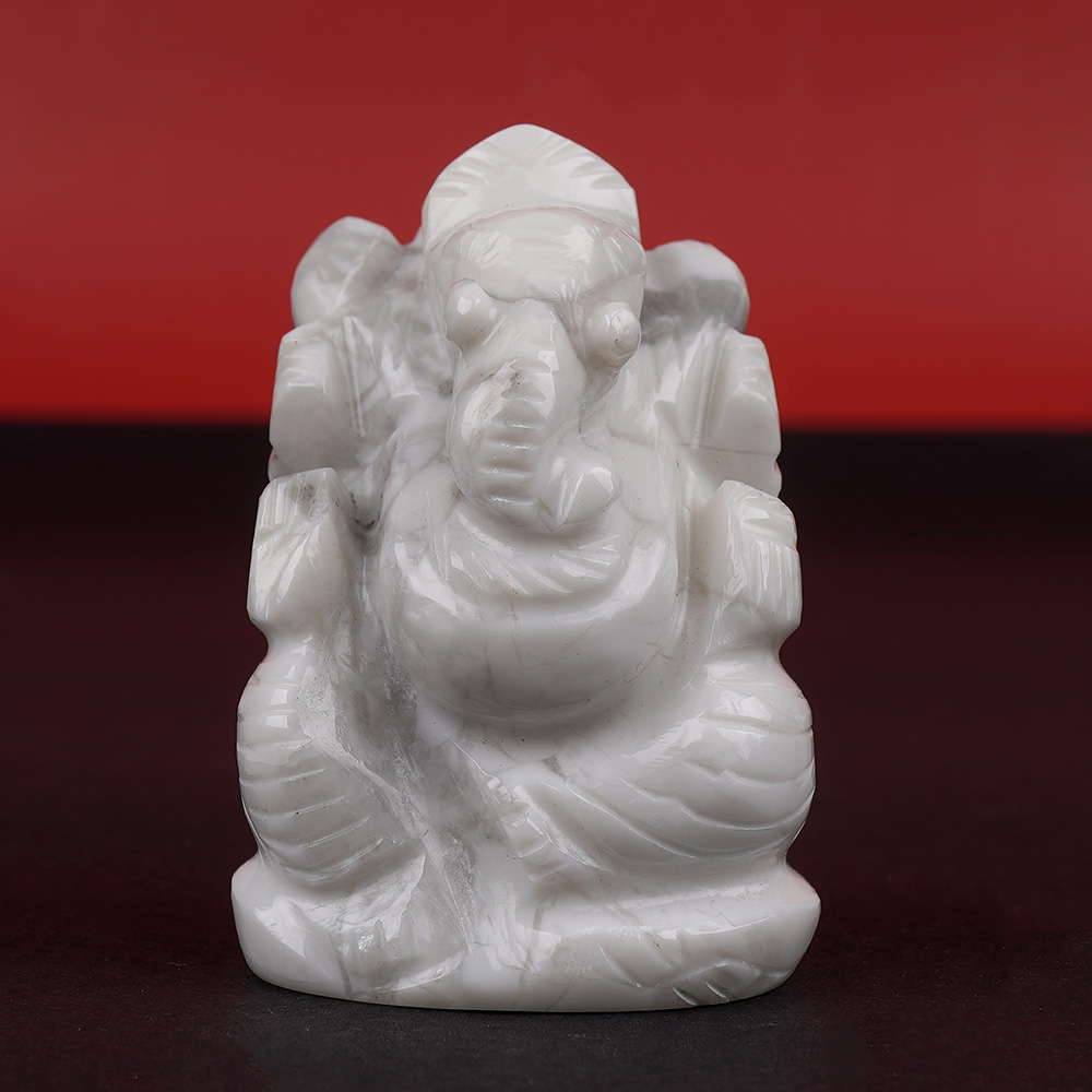 Howlite Ganesha Idol - 70 gms