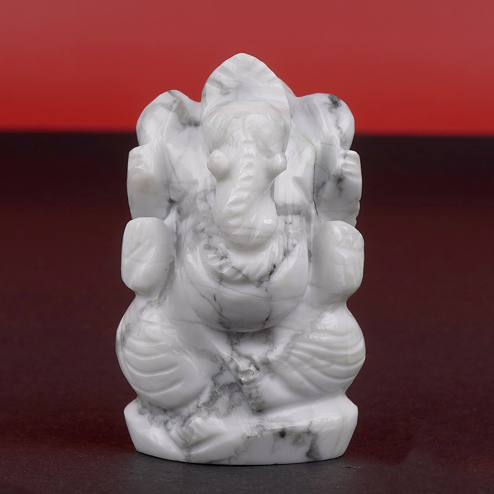 Howlite Ganesh Idol - 49 gms