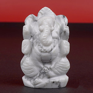 Howlite Ganesh Idol - 49 gms