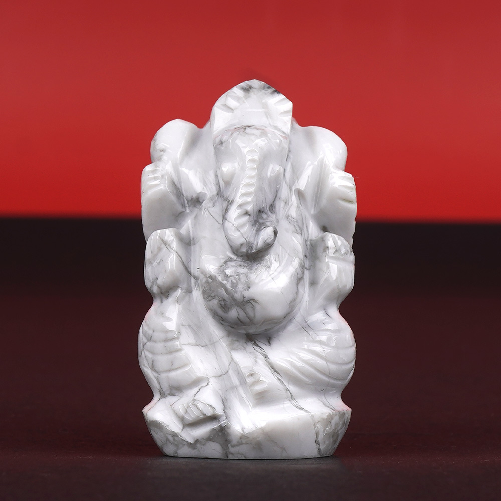 Howlite Ganesh Idol - 37 gms