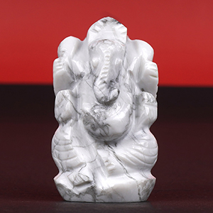 Howlite Ganesh Idol - 37 gms