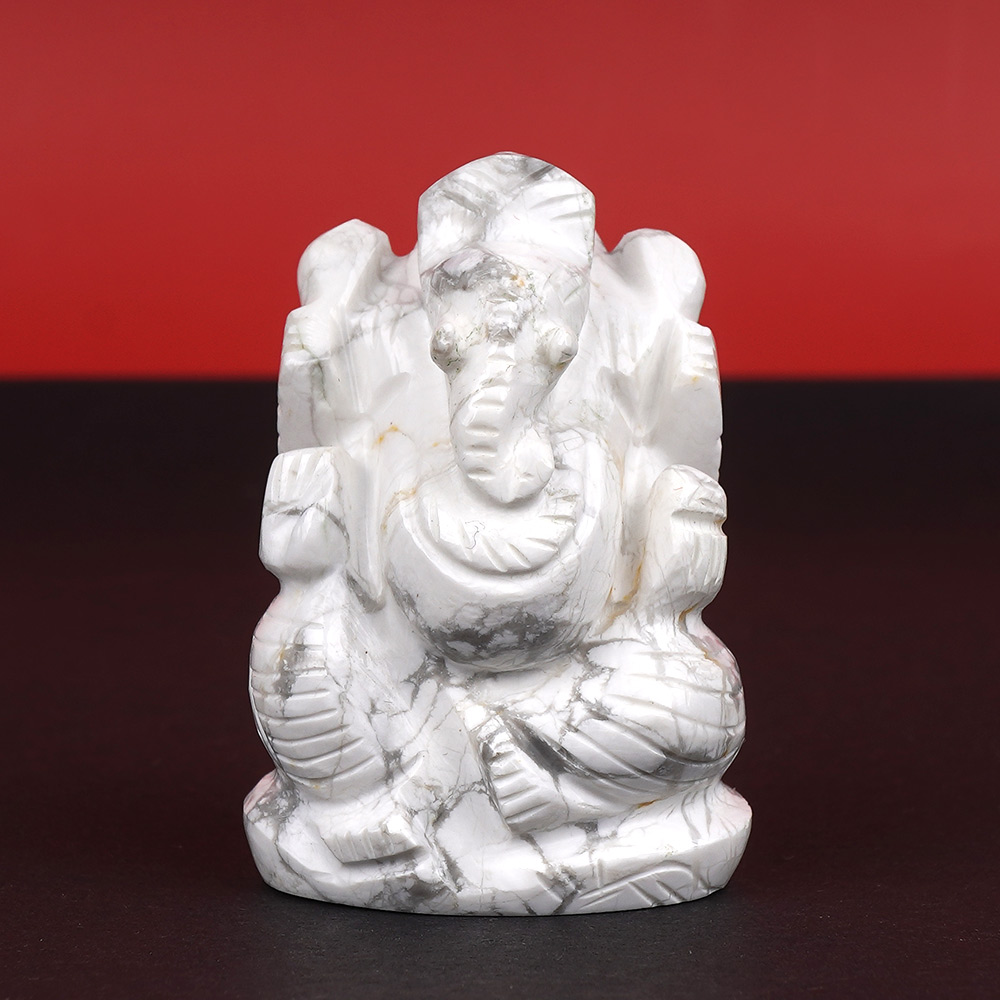 Howlite Ganesh Idol - 84 gms