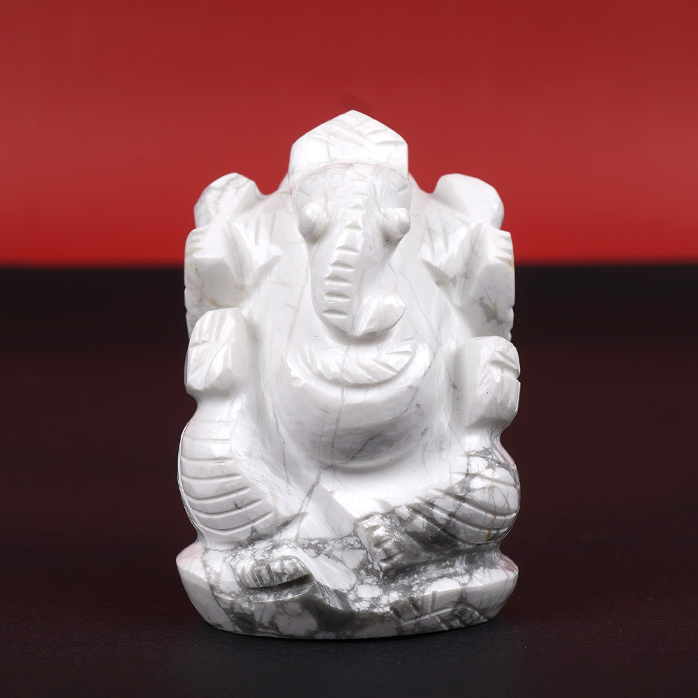 Howlite Ganesh Idol - 93 gms
