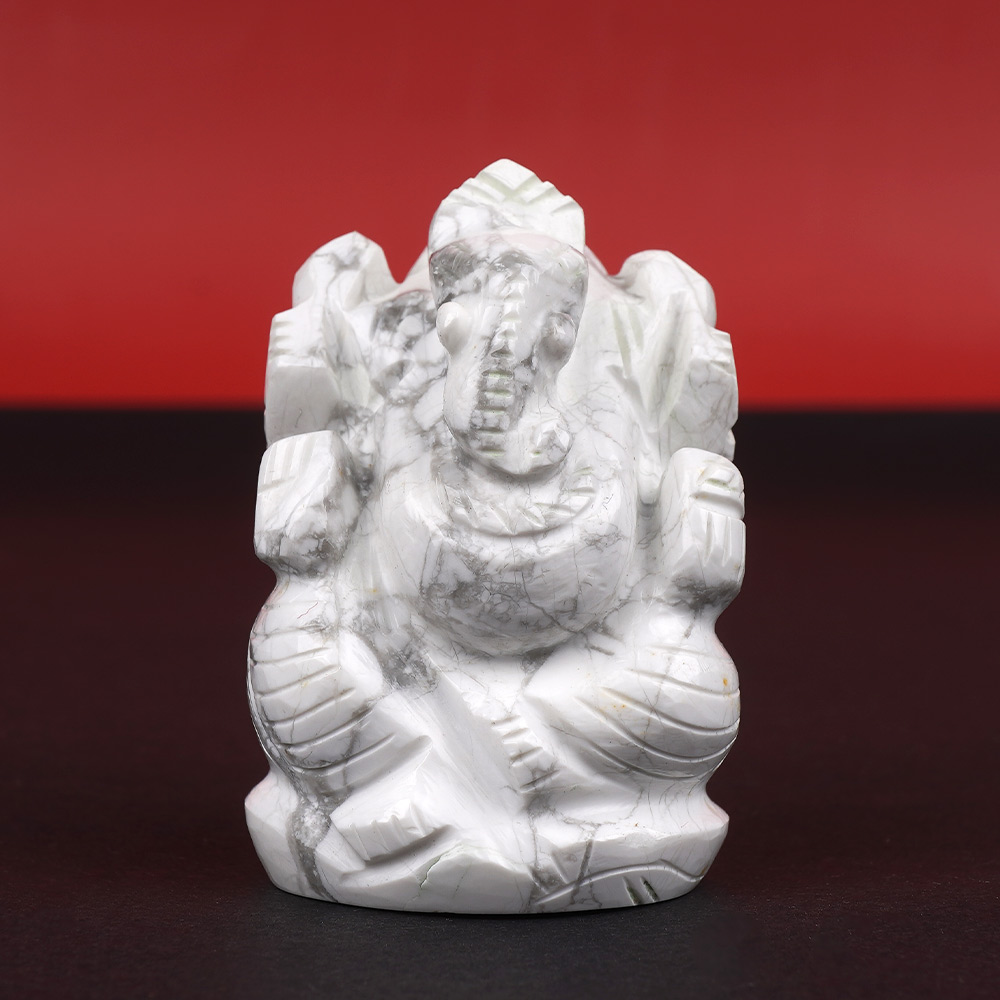 Howlite Ganesh Idol - 92 gms