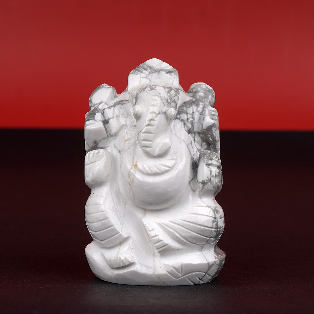 Howlite Ganesh Idol - 90 gms