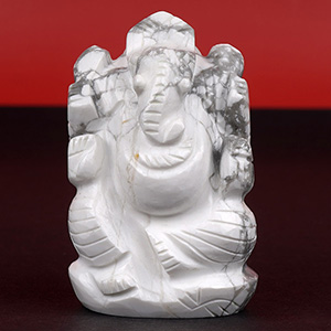 Howlite Ganesh Idol - 90 gms