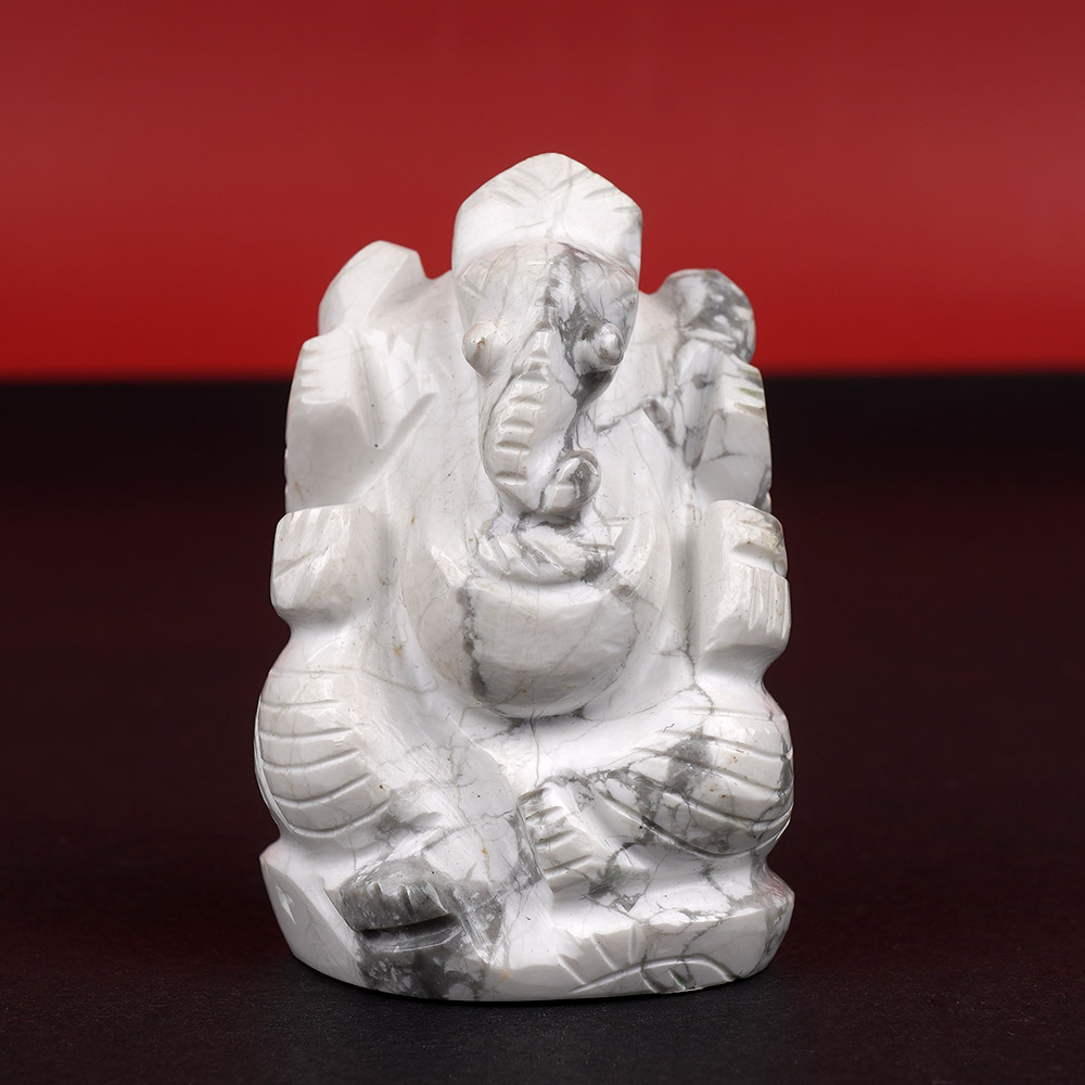 Howlite Ganesh Idol - 82 gms