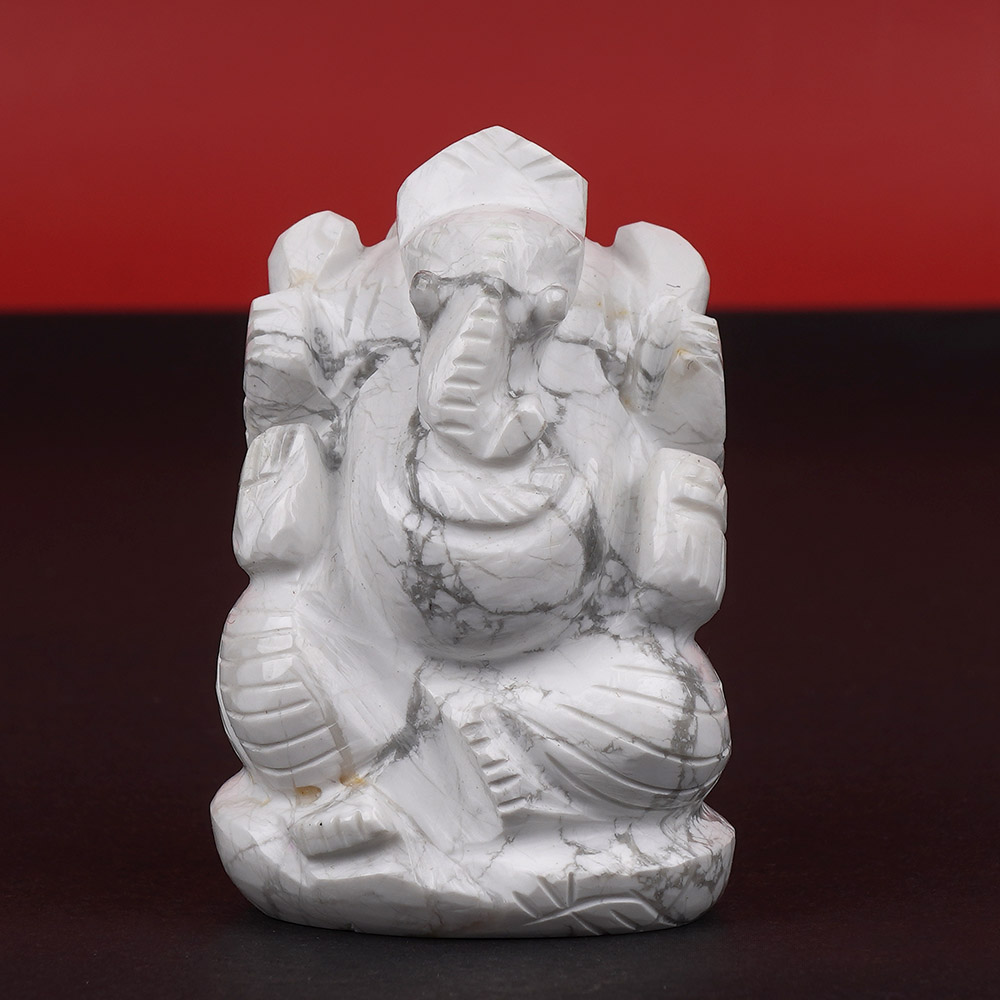 Howlite Ganesh Idol - 92 gms
