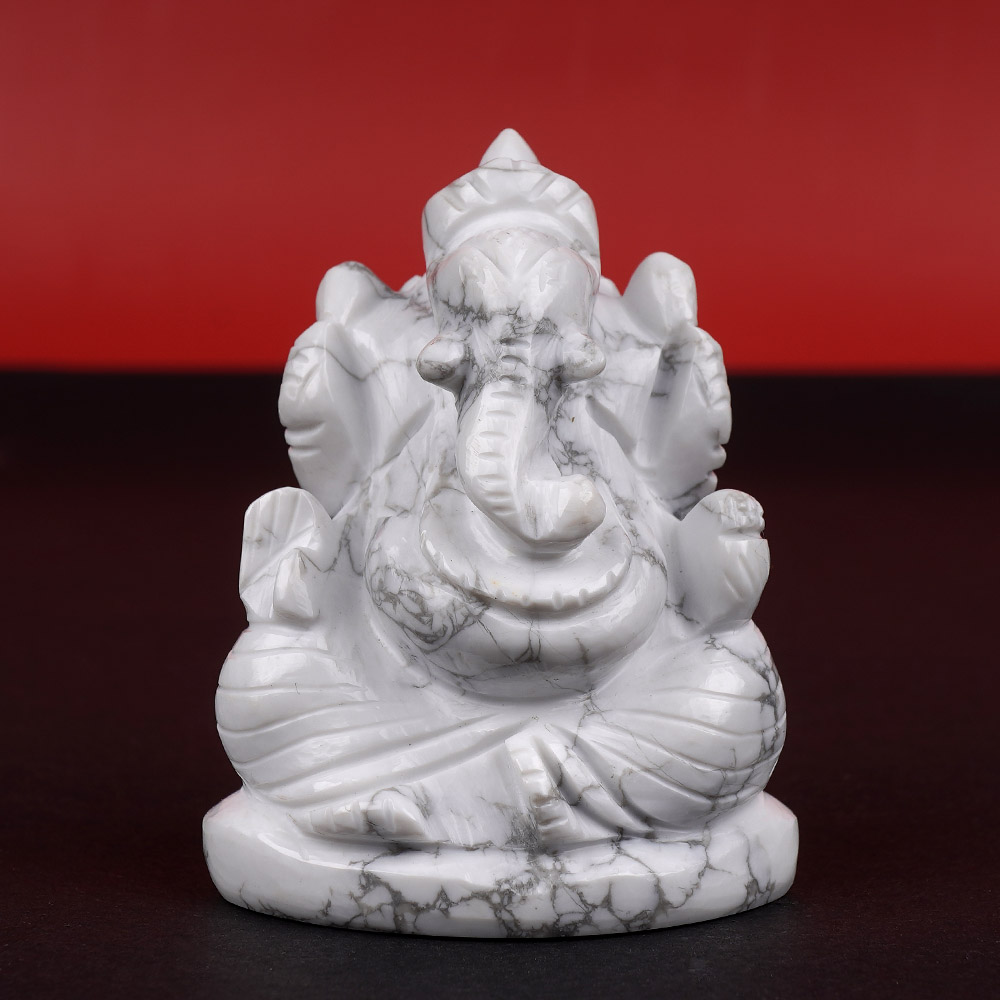 Howlite Ganesh Idol - 105 gms
