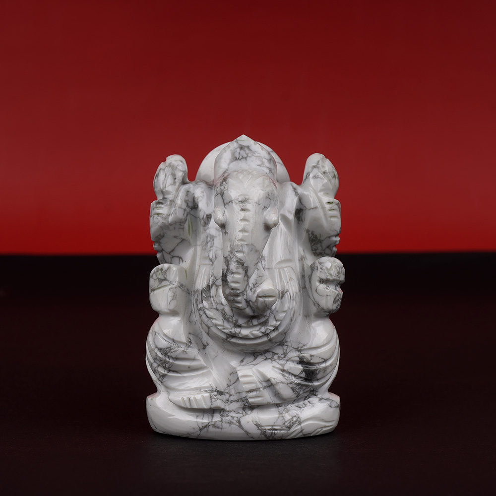  Howlite Ganesh Idol - 144 gms