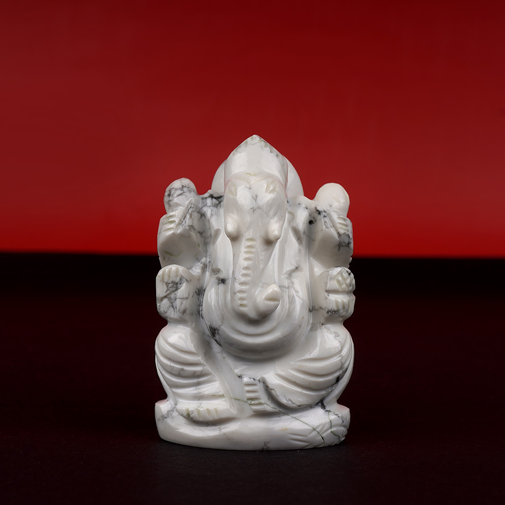 Howlite Ganesh Idol - 103 gms