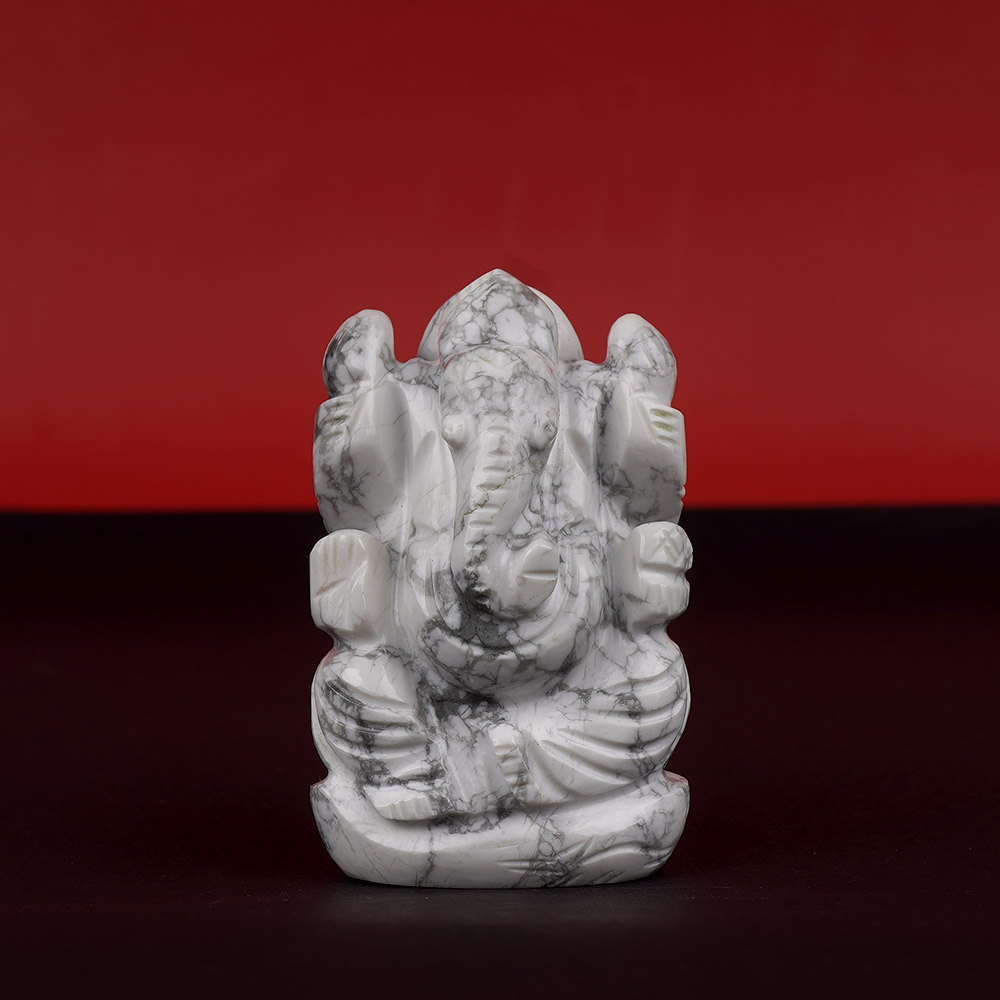 Howlite Ganesh Idol - 94 gms