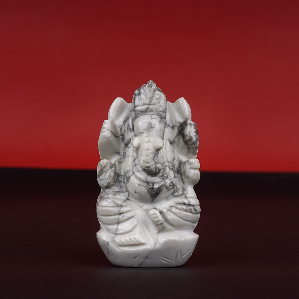 Howlite Ganesh Idol - 81 gms