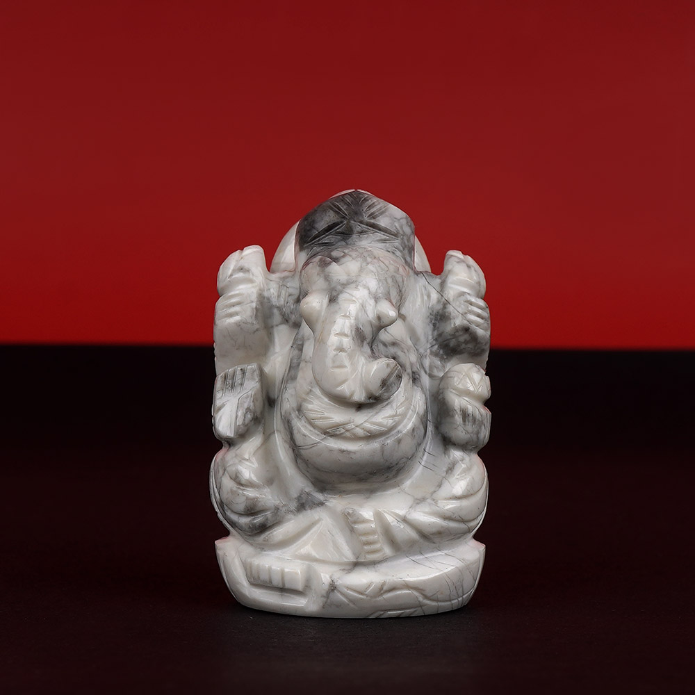 Howlite Ganesh Idol - 77 gms