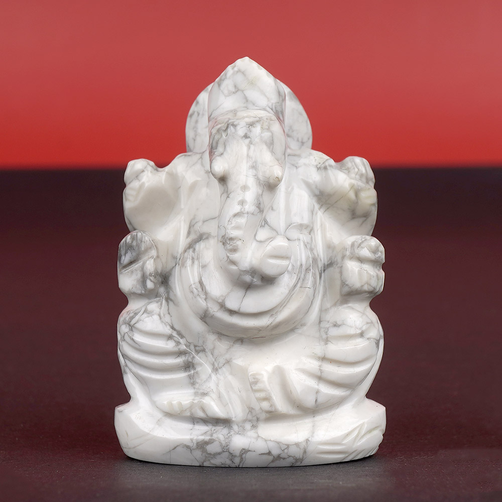 Howlite Ganesh Idol - 59 gms