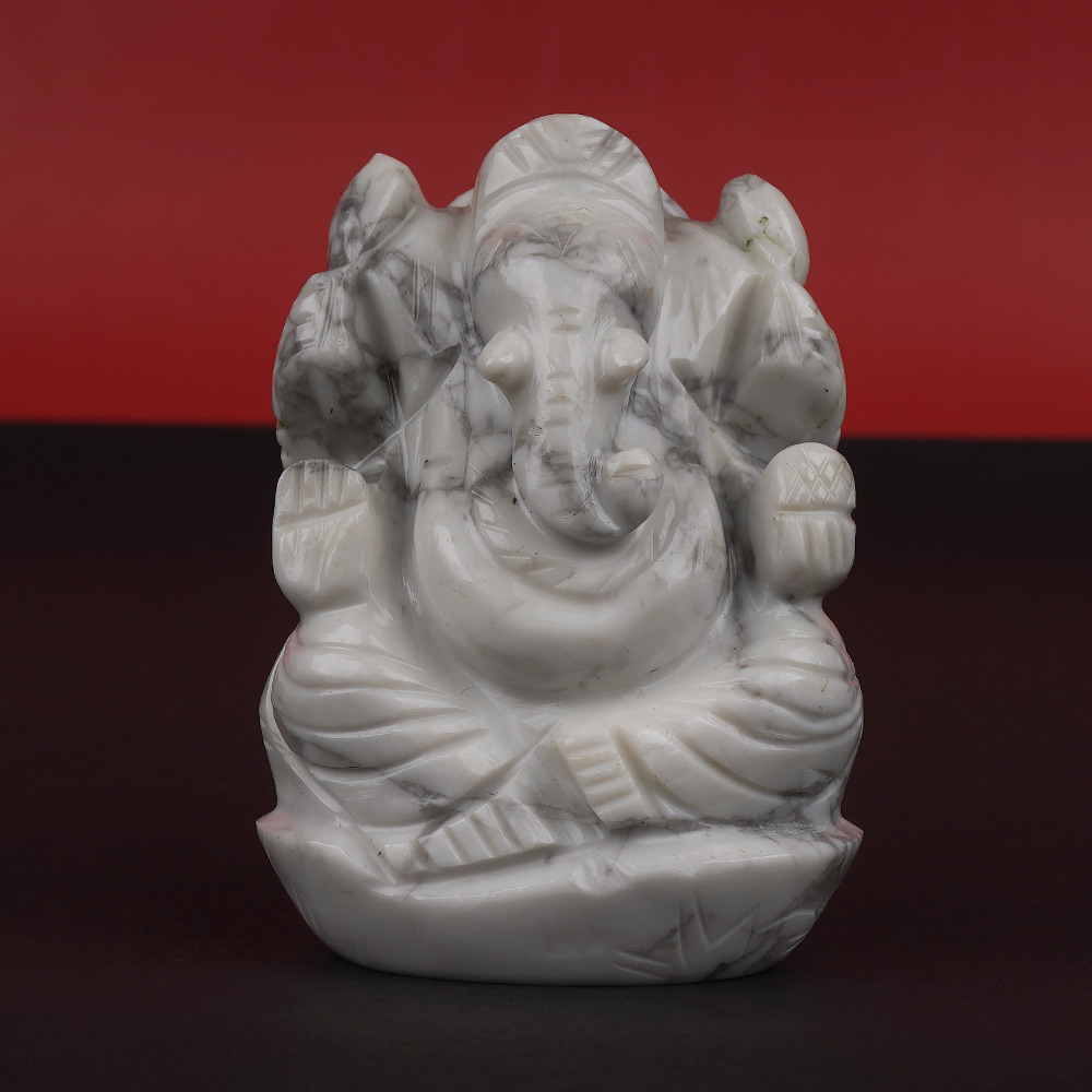 Howlite Ganesh Idol - 177 gms