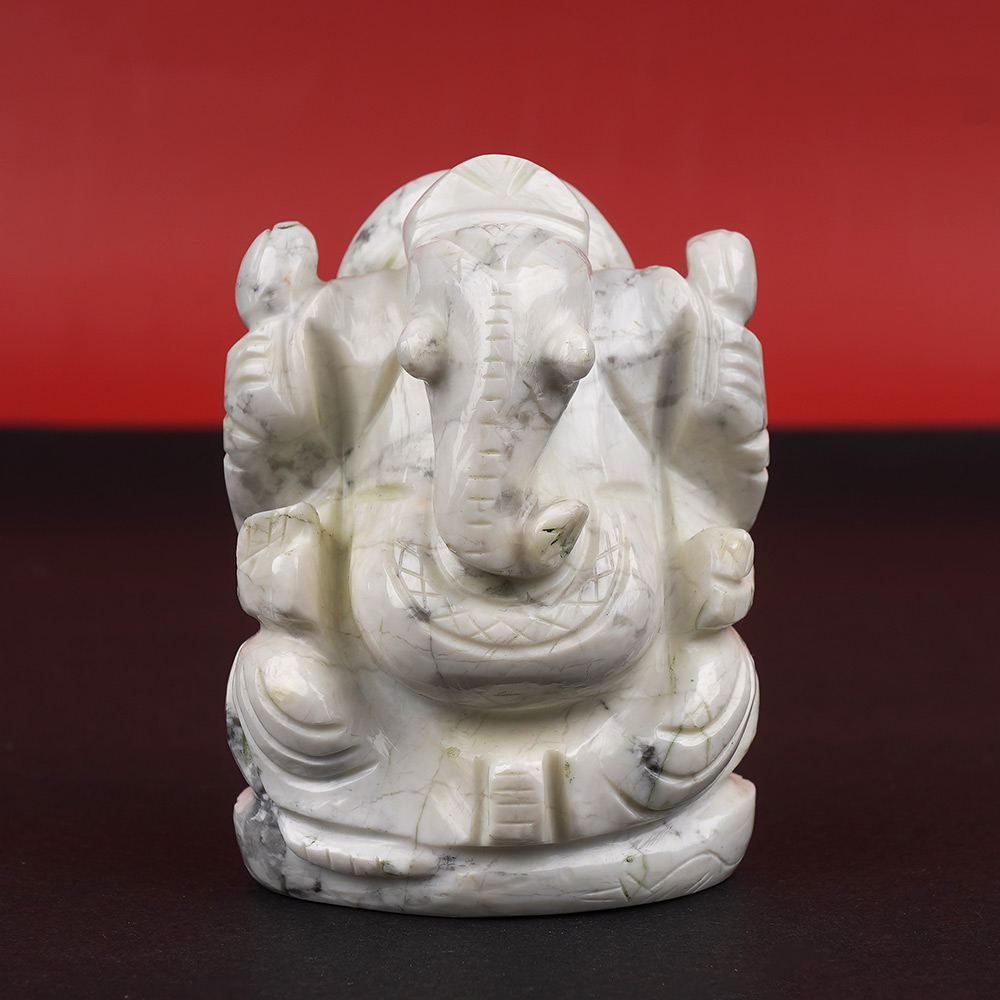 Howlite Ganesh Idol - 158 gms