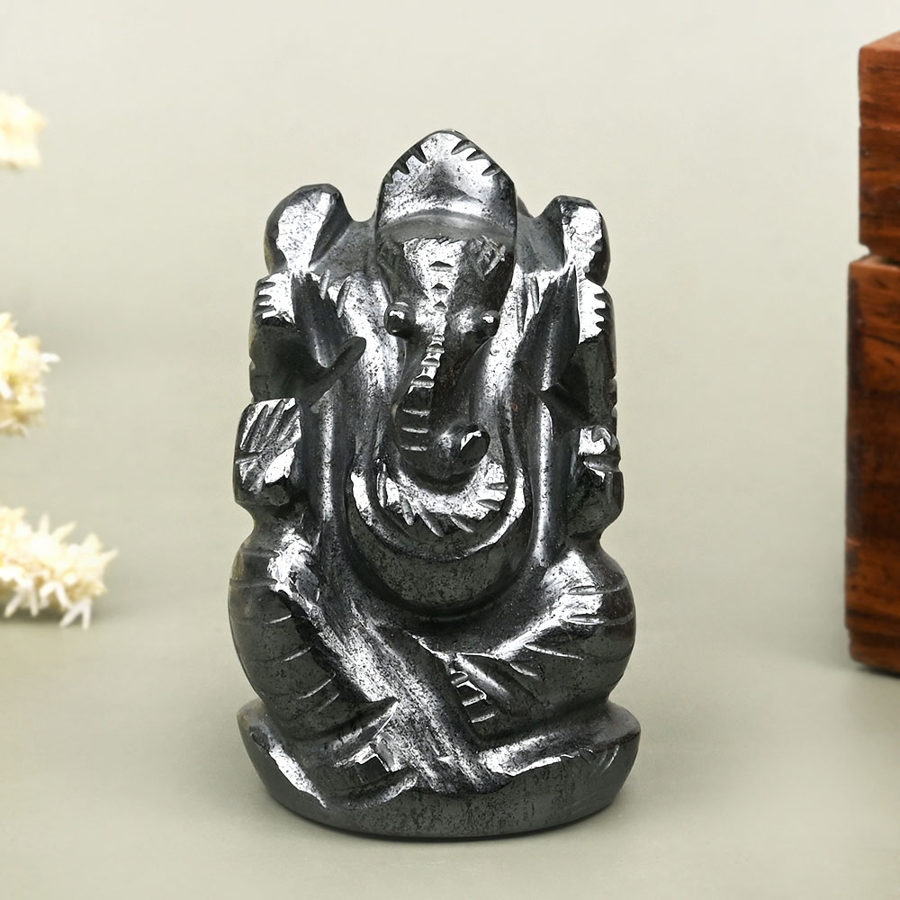 Hematite Ganesha Idol - 106 gms