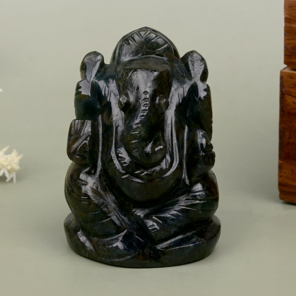 Iolite Ganesha Idol - 75 gms
