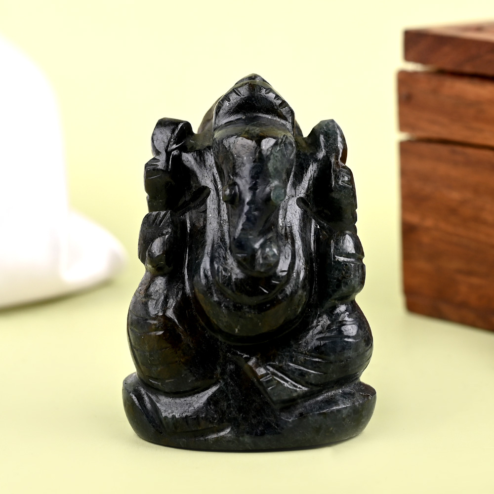 Iolite Ganesha Idol - 85 gms
