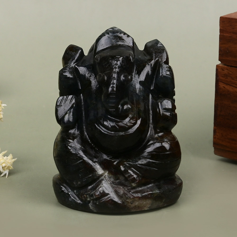 Iolite Ganesha Idol - 110 gms