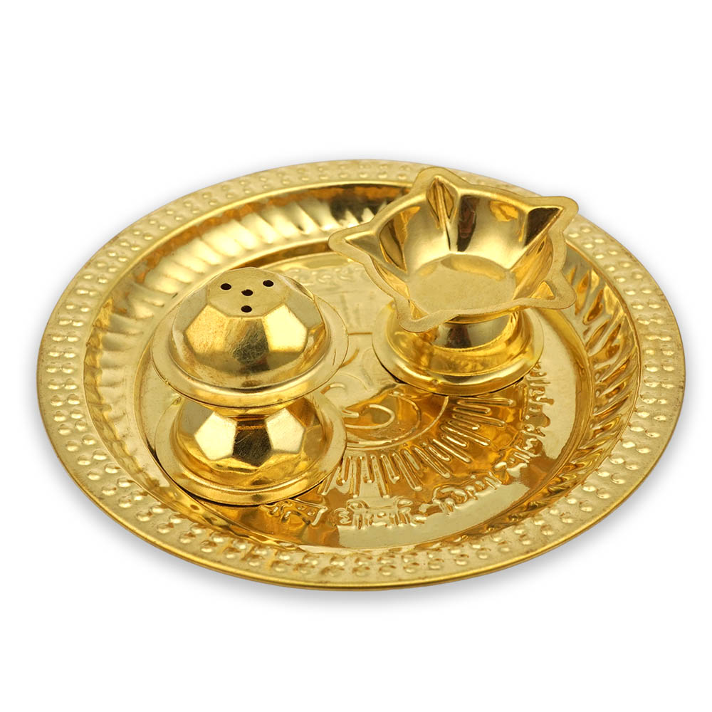 Sacred Gayatri Mantra Brass Puja Thali
