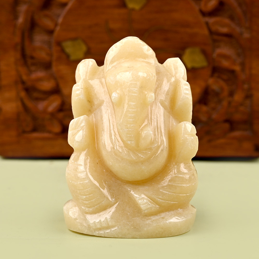 Ivory Yellow Jade Ganesha Idol - 87 gms