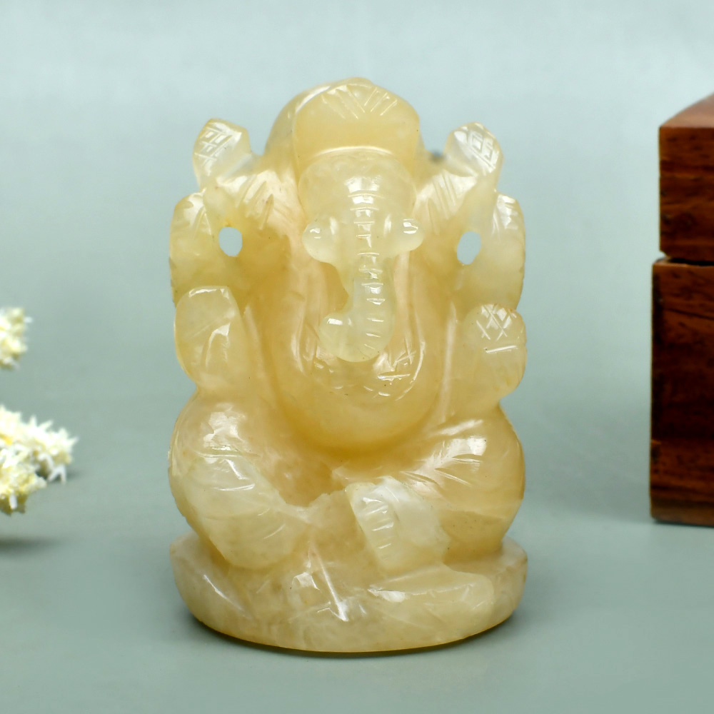 Yellow Jade Ganesh Idol - 120 gms