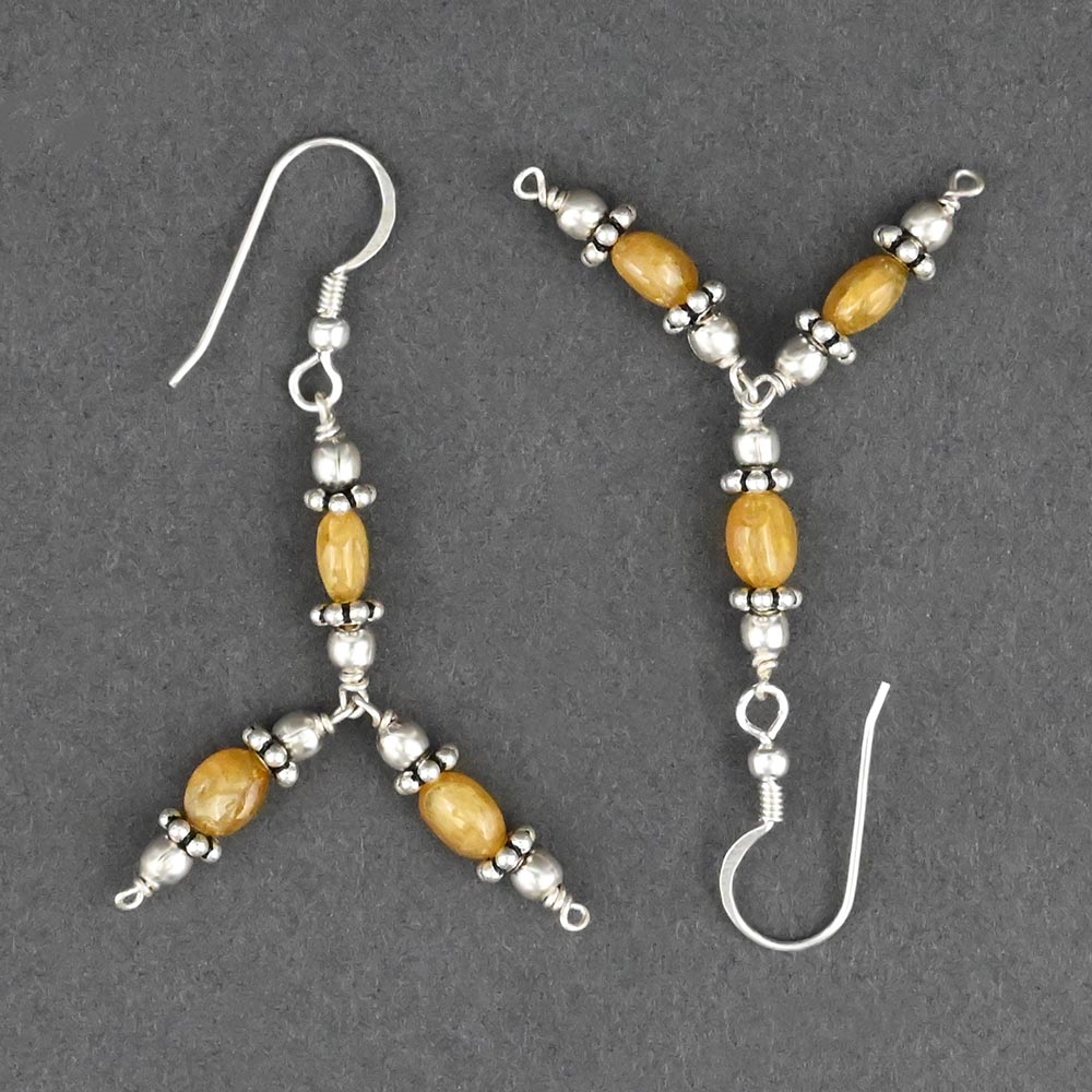 Yellow Sapphire Silver Balls & Chakri Earrings