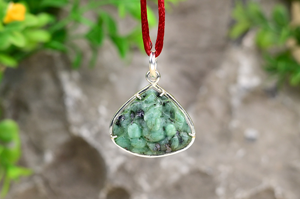 Emerald Ganesh (28.10 carats) in Silver Locket