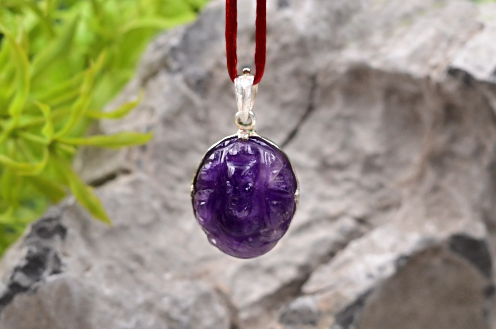 Amethyst Ganesh (12.5gms ) in silver Locket